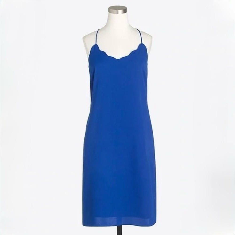 JCrew Factory Blue Scalloped Tank Dress
